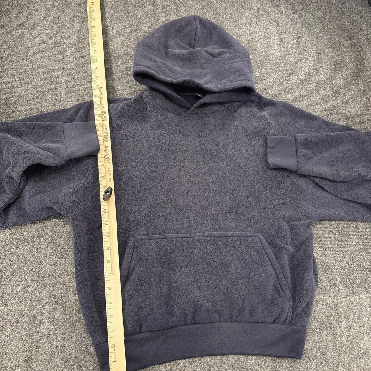 YZY Yeezy Polar Fleece Hoodie Medium Navy Blue Faded Oversized Pullover