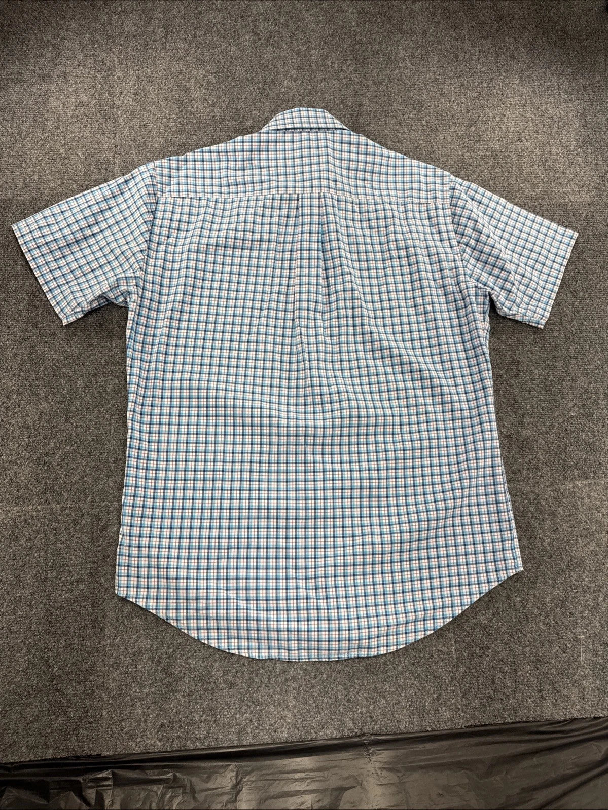 Peter Millar Plaid Button Front Shirt Men’s Medium Blue Pink Short Sleeve