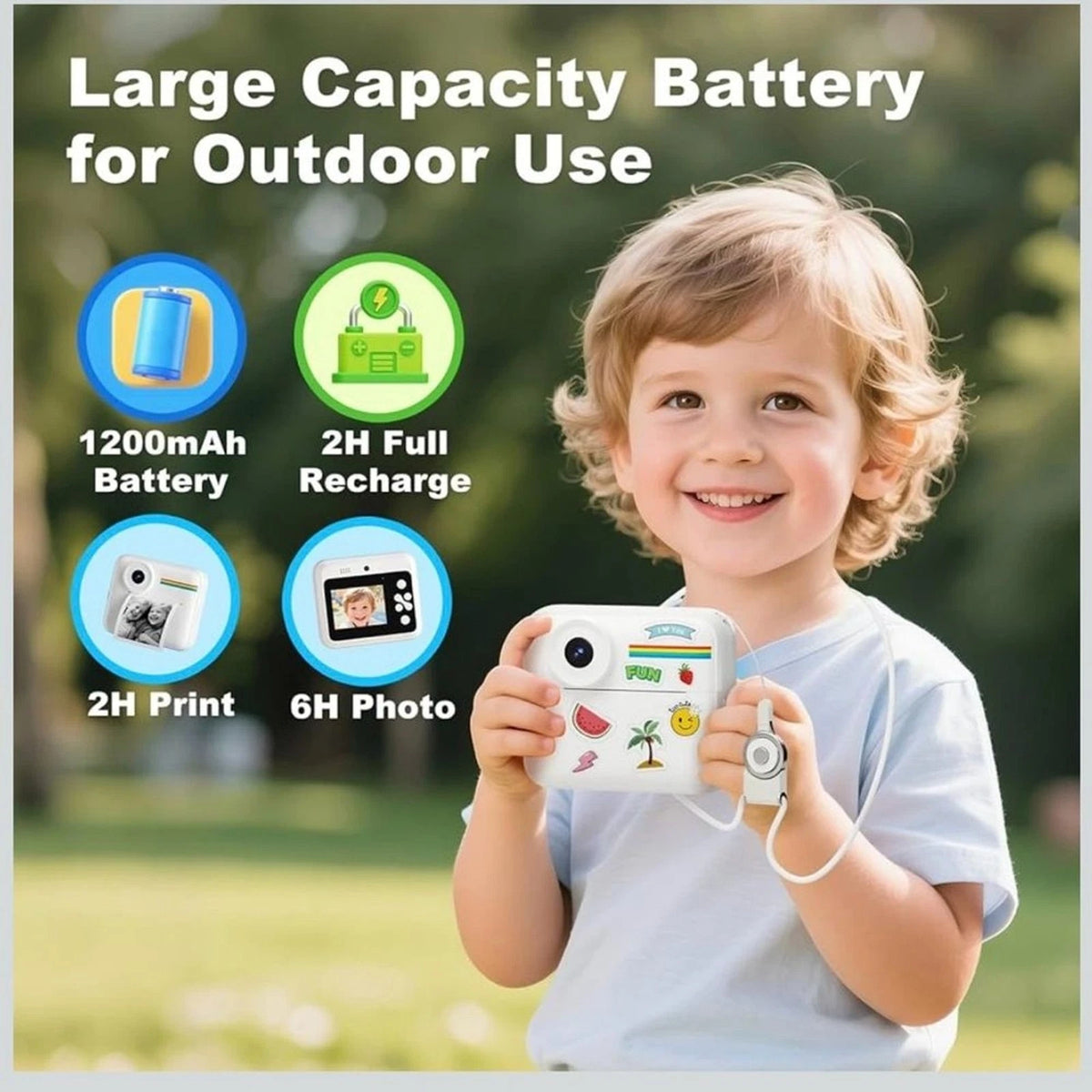 OTJ Kids Insta Print Dual Camera White Rainbow Instant Print Camera BNIB