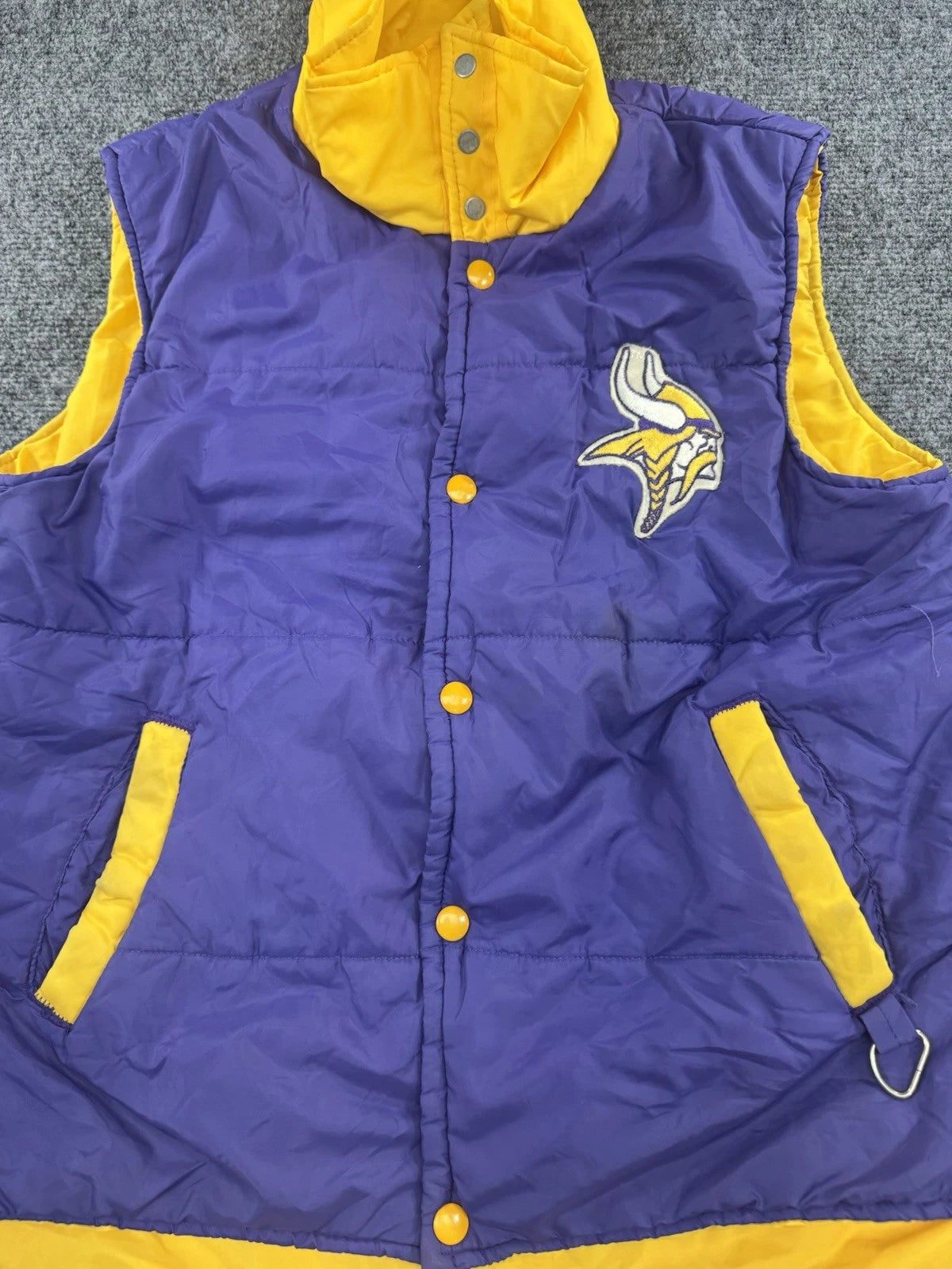 Stahl-Urban Minnesota Vikings Puffer Vest Purple Gold NFL Snap Front Mens L