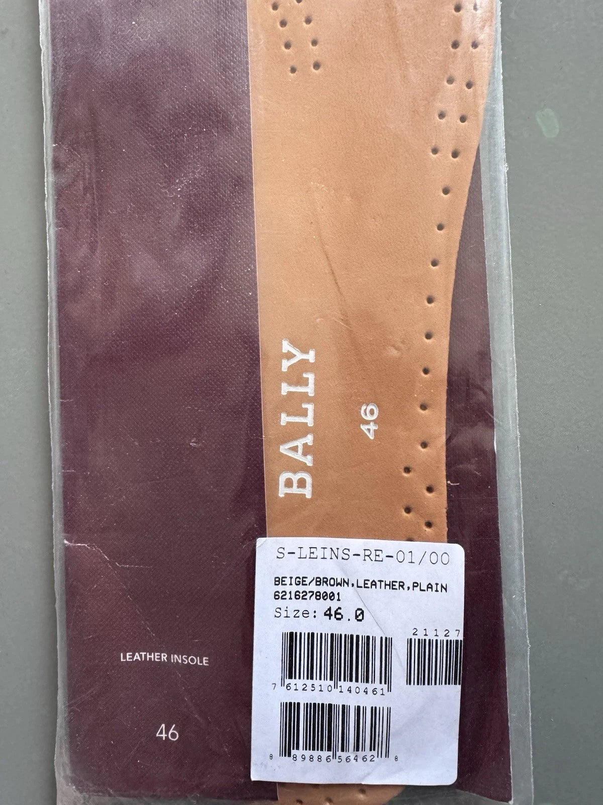 Bally Men's Leather Full Insoles EU 46 Beige Made in Italy Shoe InsertsBrand: Ba