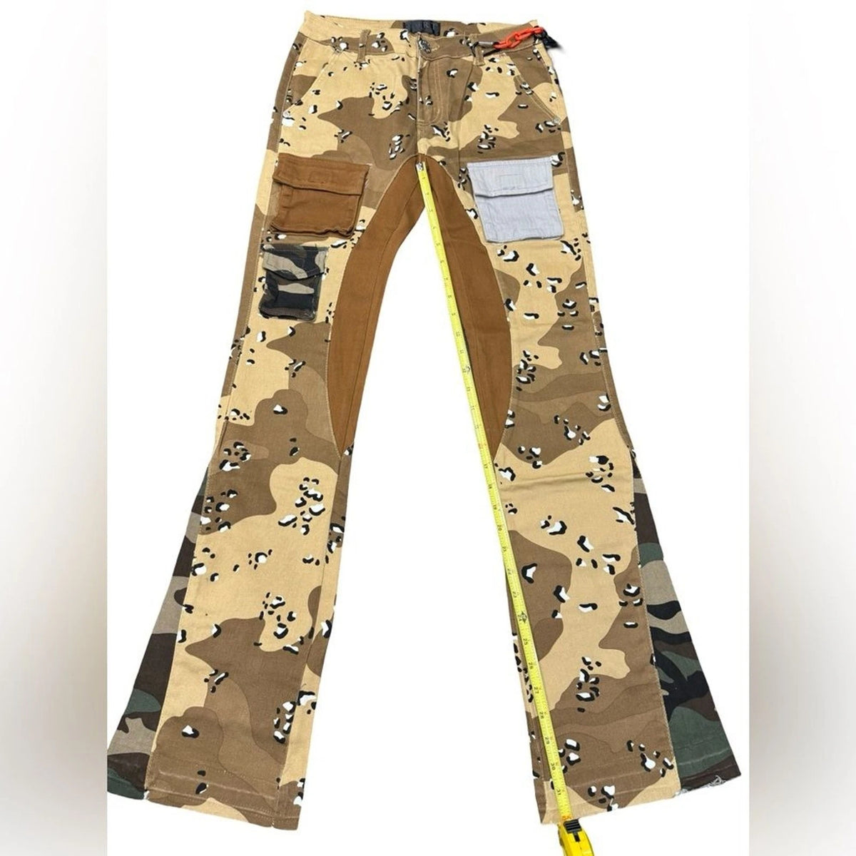 THRT Camo Patchwork Flare Denim Pants Men’s 30x32 Chained Pouch NWT