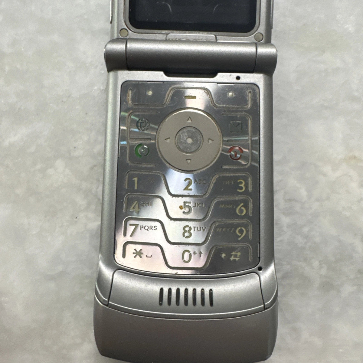 Motorola RAZR V3 Silver Flip Phone Vintage Cell Phone Phone Only Untested
