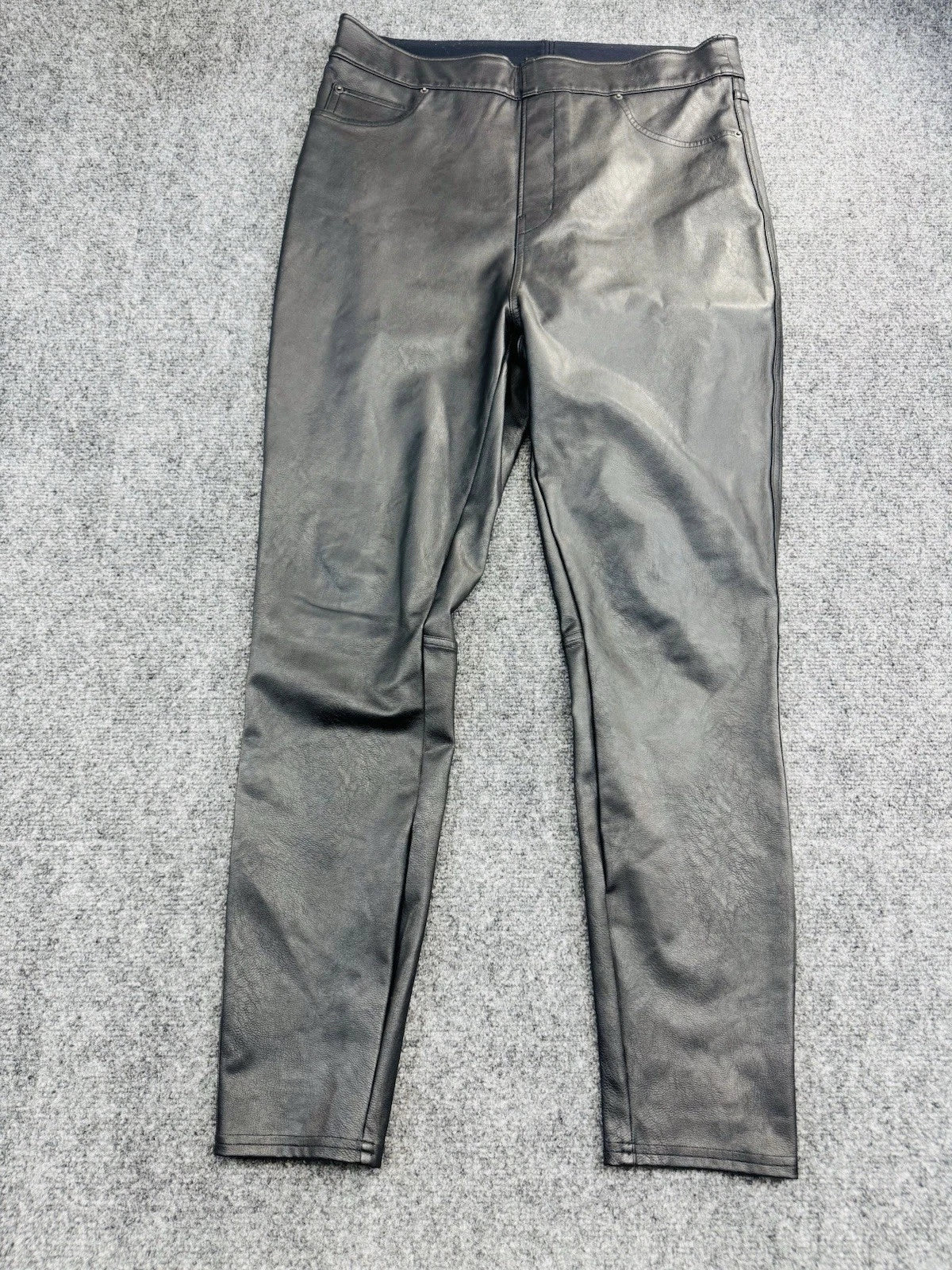 Spanx Women's L Black Faux Leather High Rise Leggings Excellent