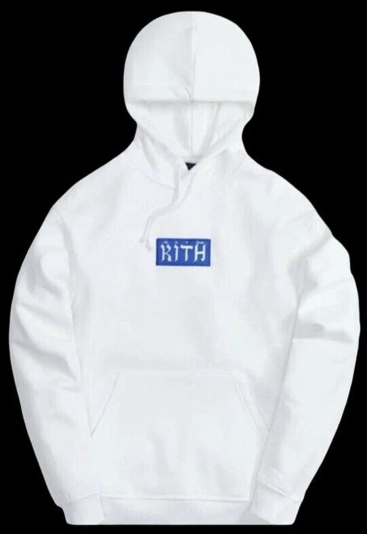 Kith Hebrew Script Box Logo Hoodie, Men's Small, White (BNWT)