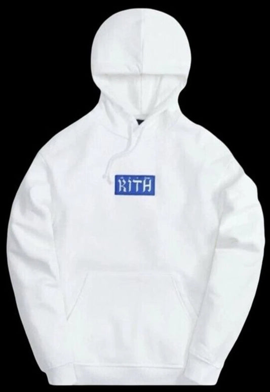 Kith Hebrew Script Box Logo Hoodie, Men's Small, White (BNWT)