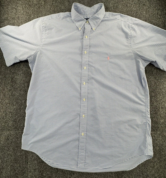 Polo Ralph Lauren Performance Short Sleeve Gingham Button Down Shirt Mens XLT