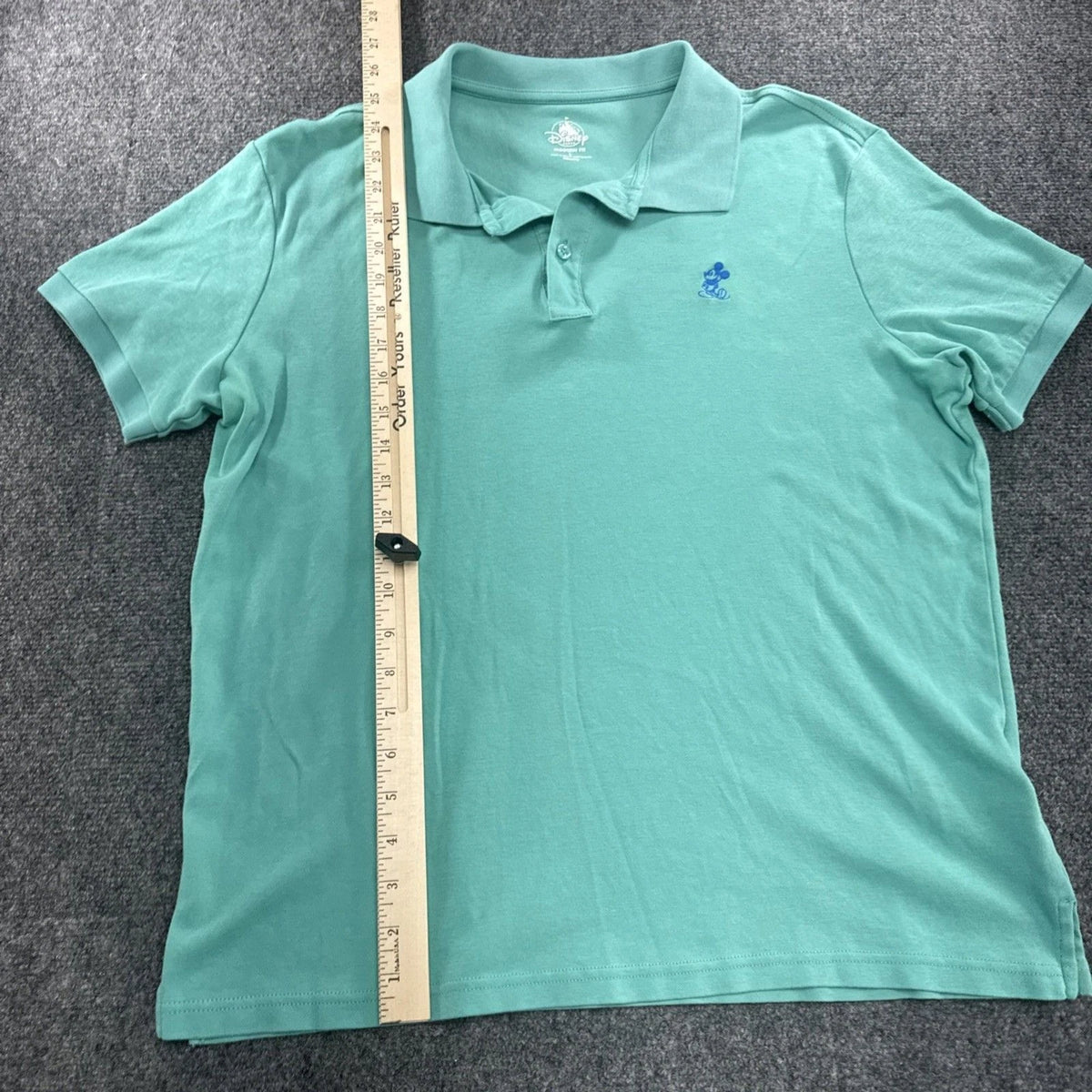 Disney Parks Mickey Mouse Embroidered Polo Shirt Turquoise Modern Fit Mens Large