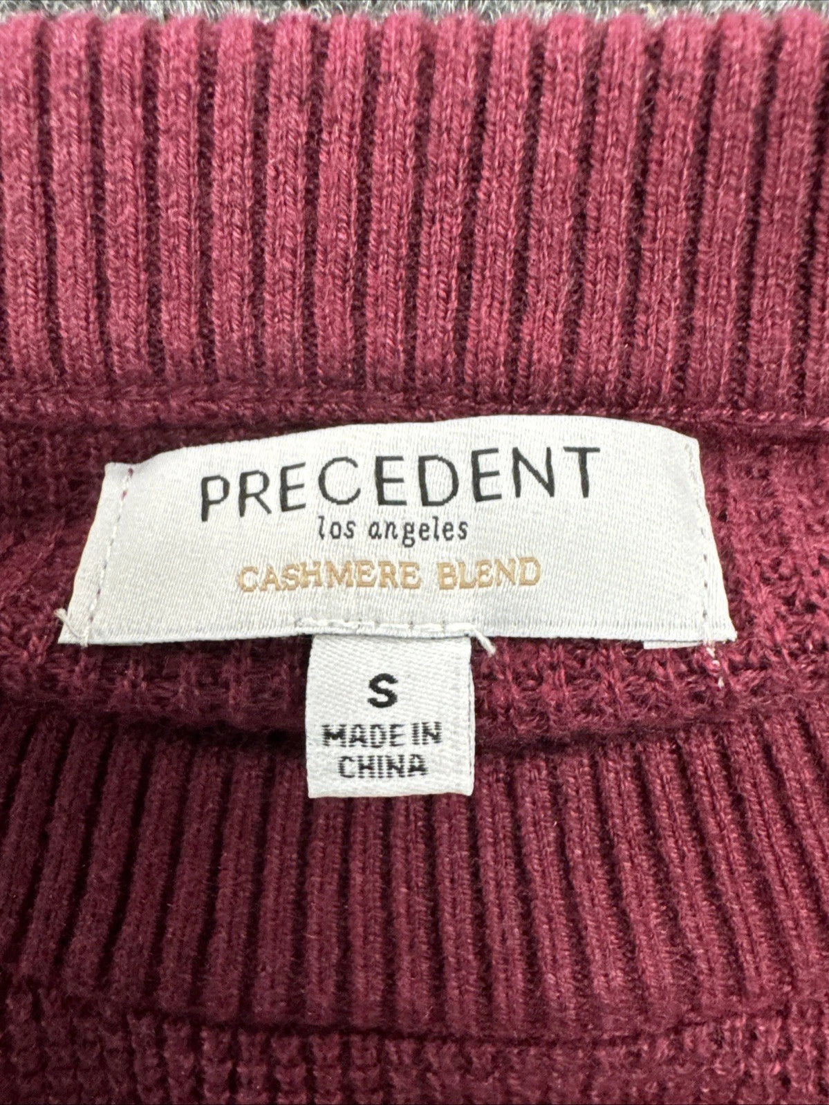 Precedent Los Angeles Cashmere Blend Sweater S Burgundy Crewneck Quiet Luxury