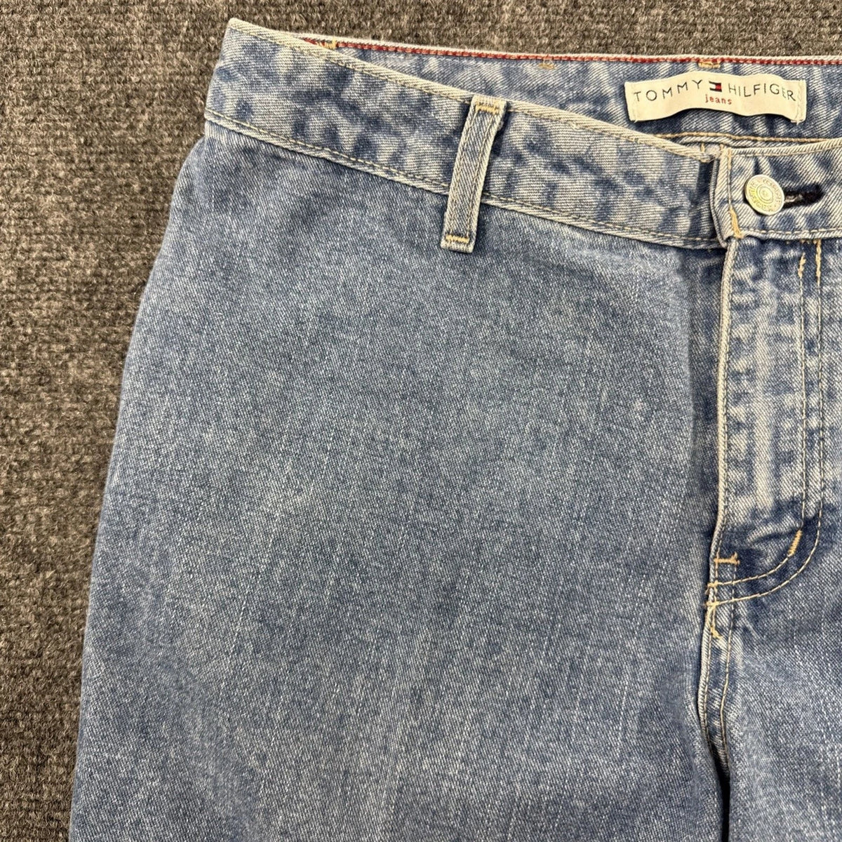 Vintage Y2K Tommy Hilfiger Jeans Womens 8 Studded Hem Wide Leg Made Canada 2002
