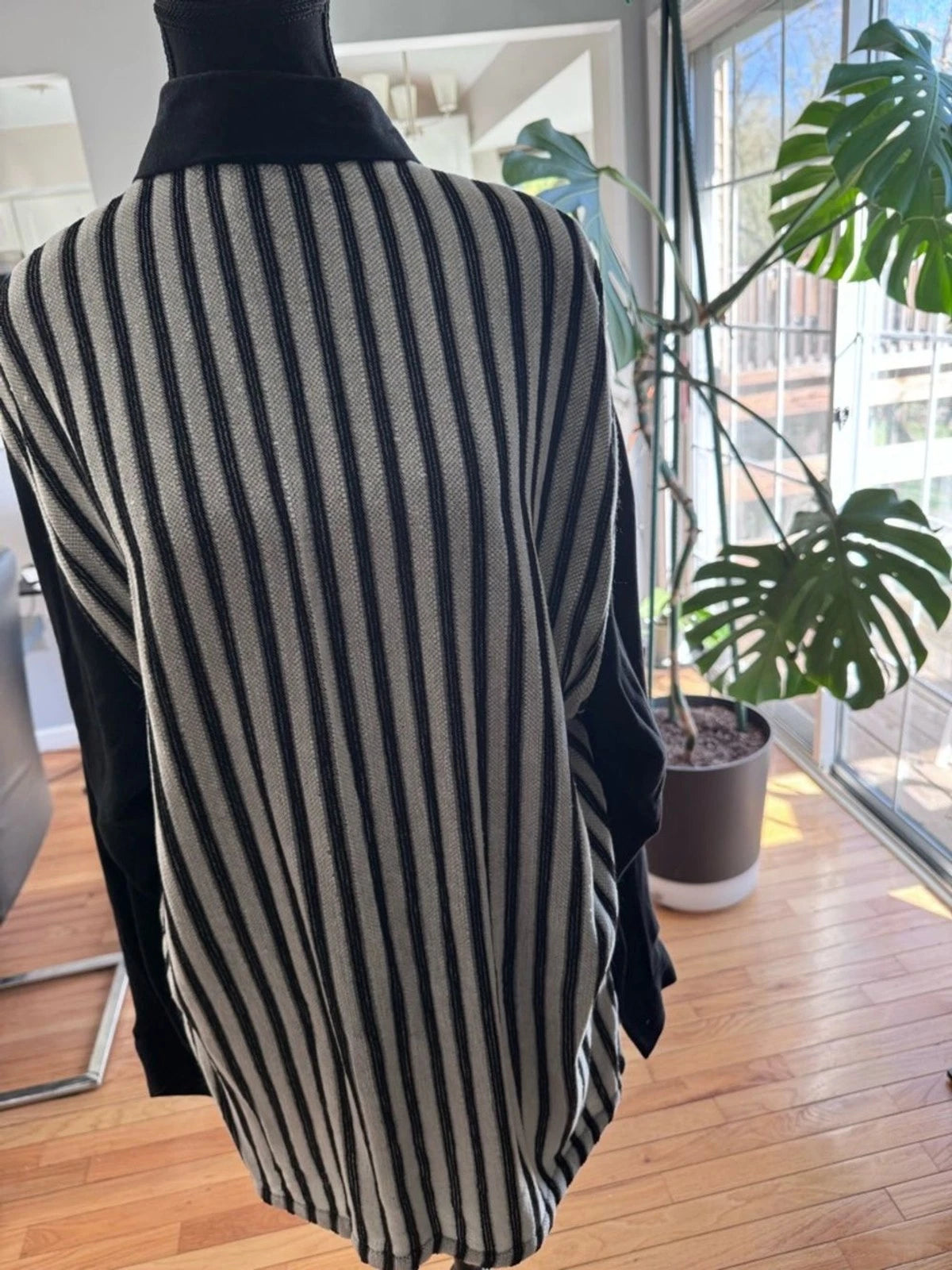 Boogie Boogie Italy Mens M Black Striped Knit Shirt Jacket Vintage Y2K