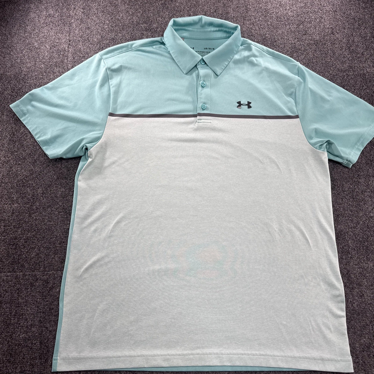 Under Armour Playoff Polo Mens L Aqua White Colorblock Golf Performance Shirt
