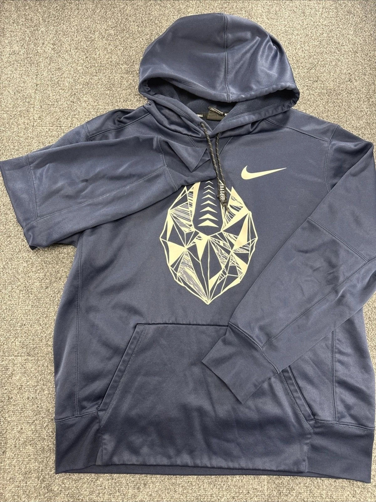 Nike Football Hoodie Mens Large Navy Geometric Football Pullover Swoosh