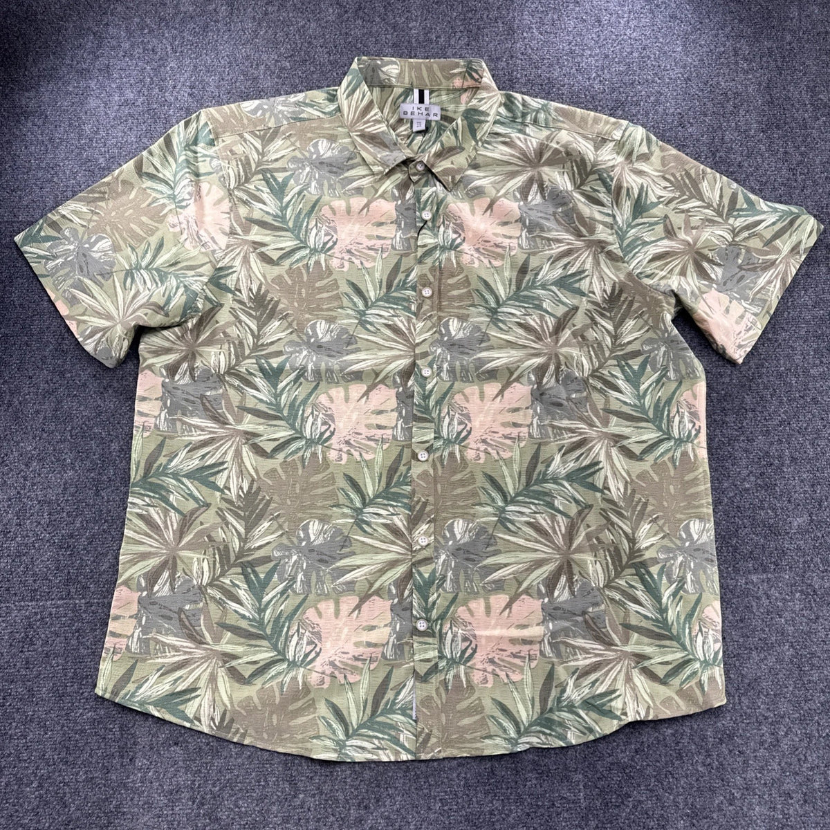 Ike Behar Shirt Mens XXL Tropical Floral Palm Hawaiian Resort Green NWOT