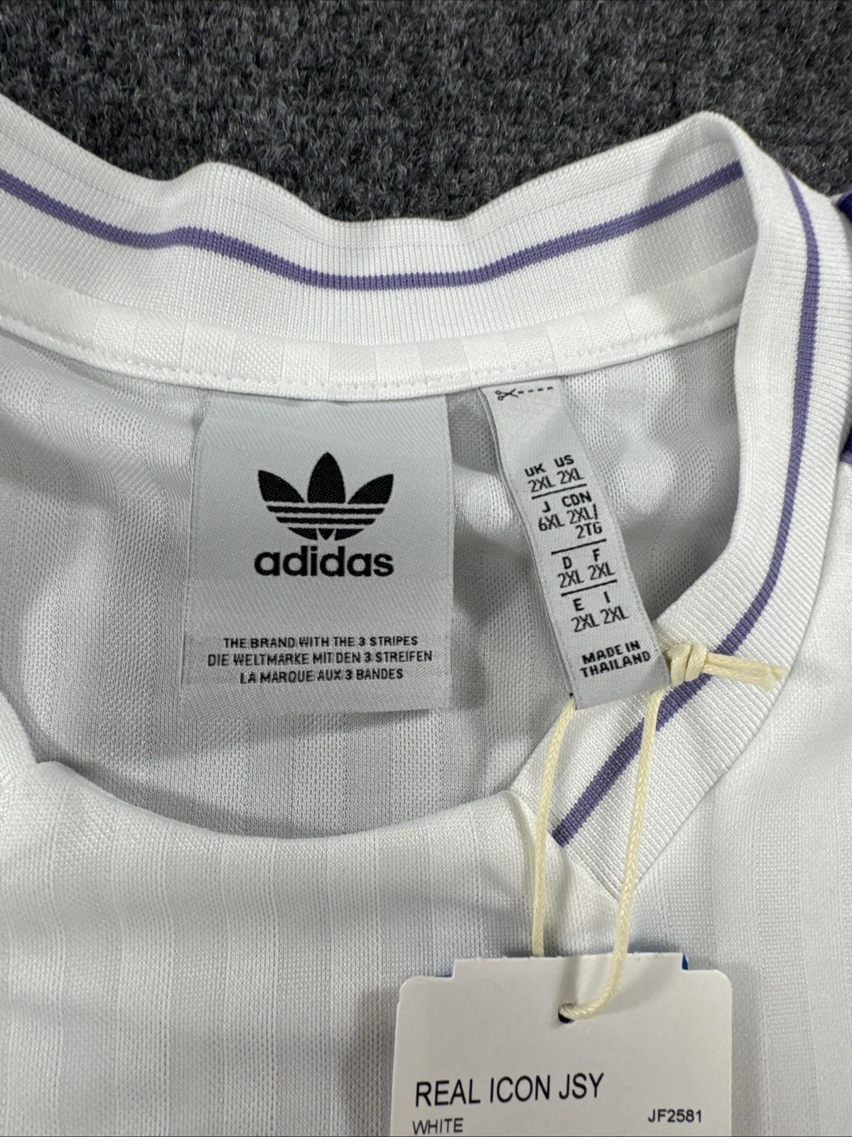 adidas Real Madrid Terrace Icons Jersey 2XL White Purple JF2581 NWT
