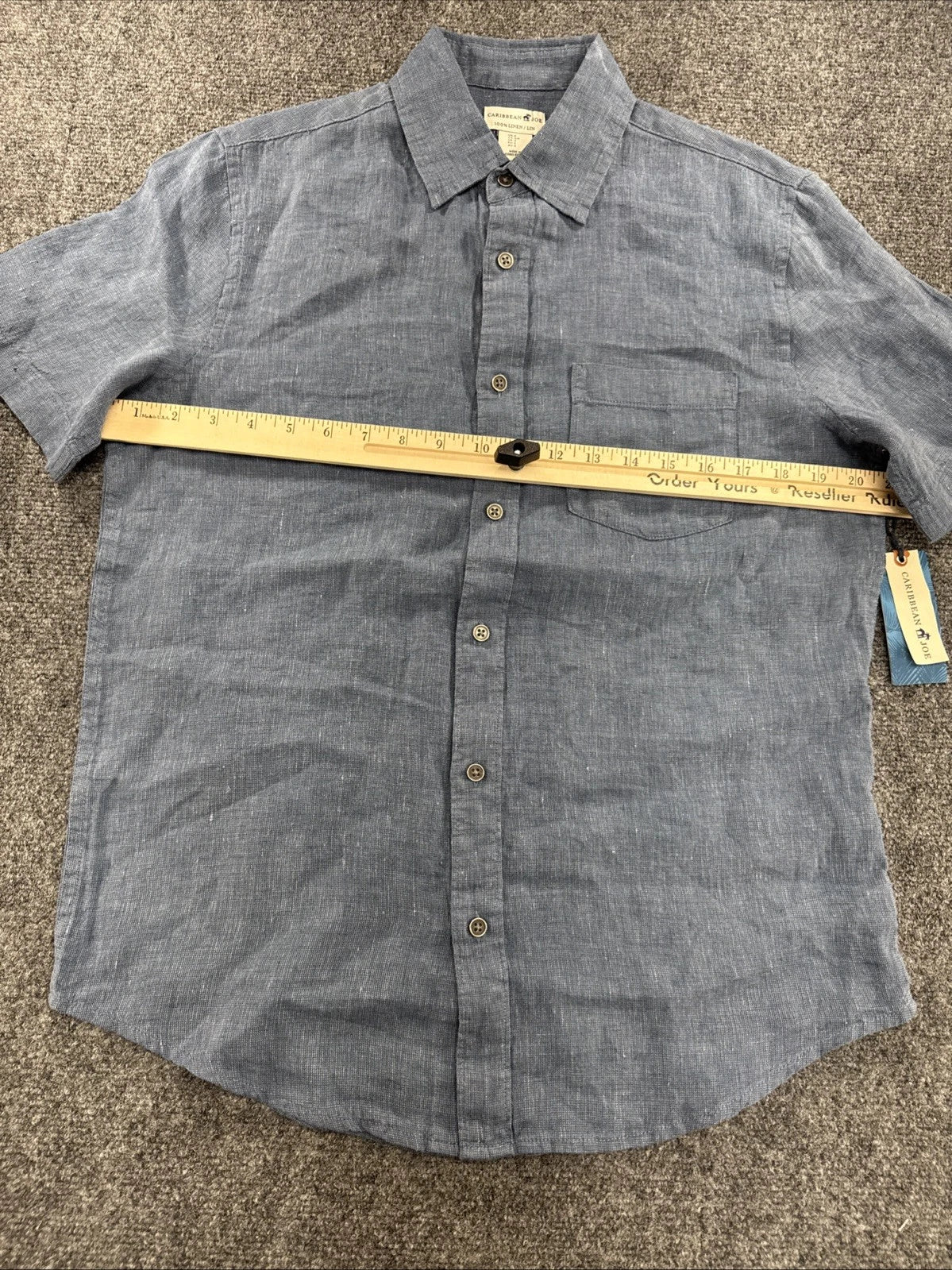 Caribbean Joe Linen Shirt Mens S Blue Short Sleeve Button Up NWT Beach Resort