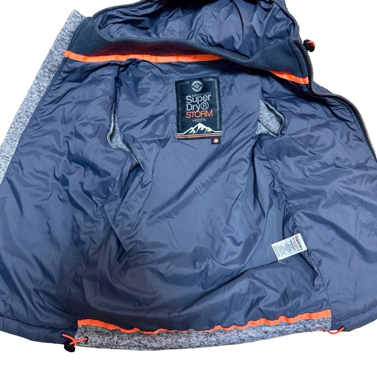 Superdry Storm Hybrid Jacket Men’s M Gray Quilted Fleece Hooded