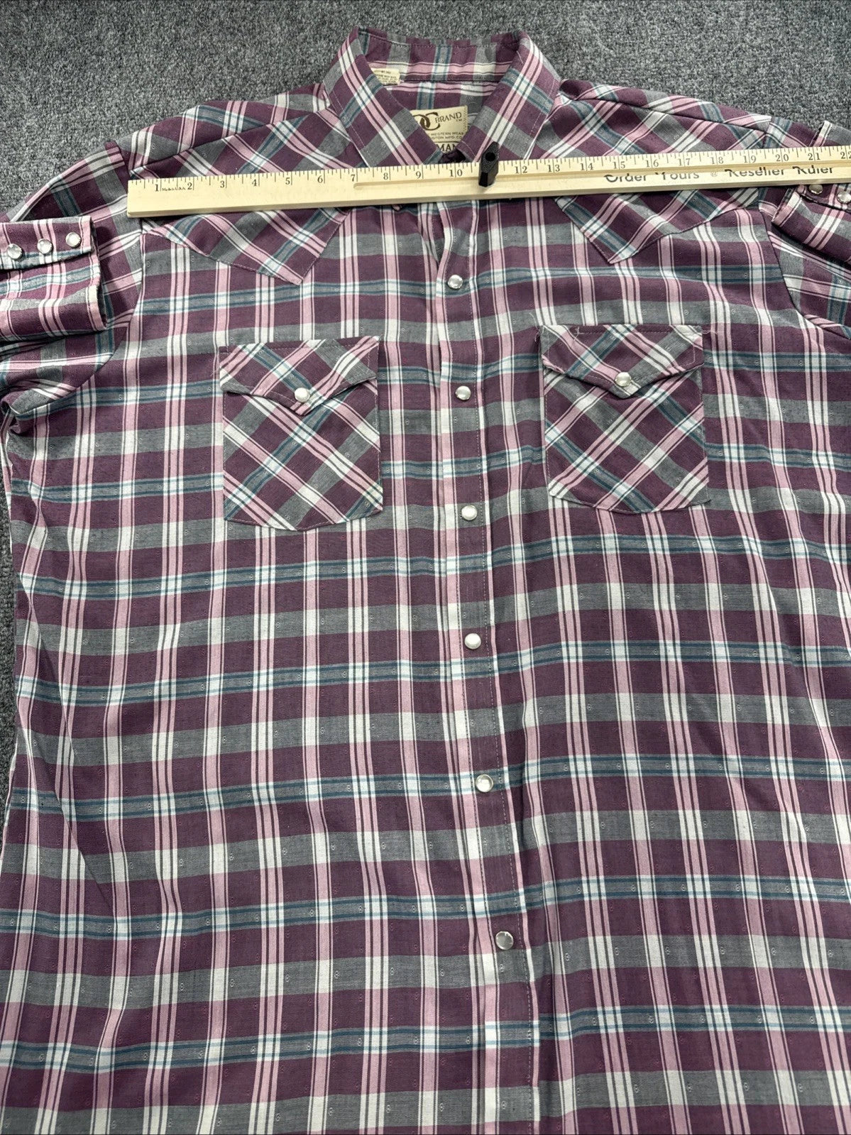 Vintage Dee Cee DC Brand Western Pearl Snap Shirt Men XL Tall Plaid Cowboy
