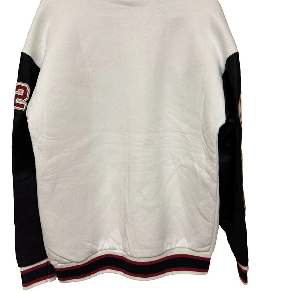 Plus Eighteen Varsity Jacket Men's Large White Black Red Baseball Letterman NWT