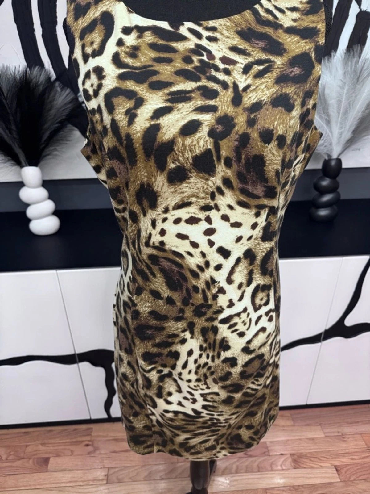Philosophy Leopard Print Shift Mini Dress Women's 12 Sleeveless Party Chic EUC
