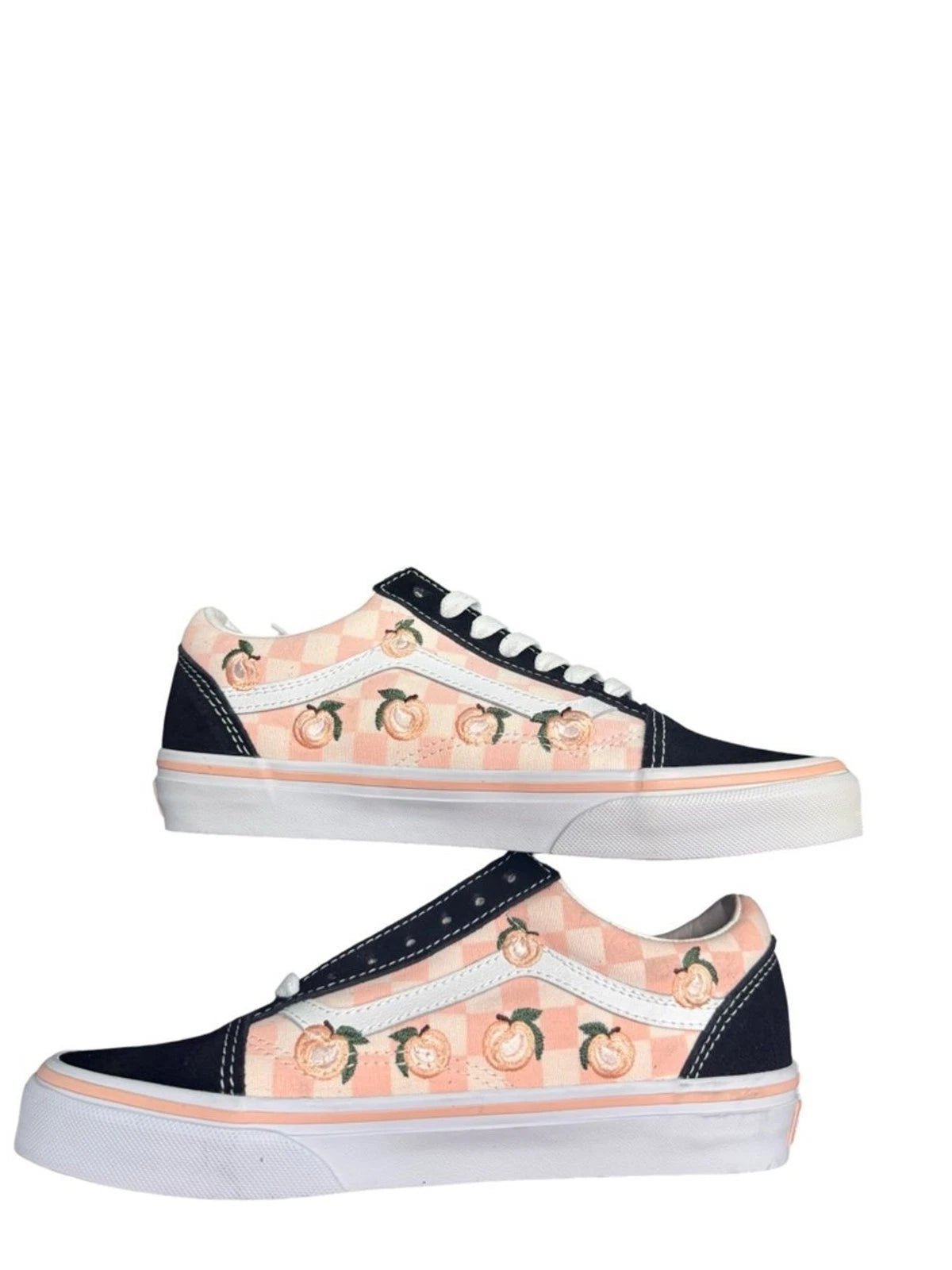 Vans Floral Low Top Sneakers Women’s 5 Black Peach Lace Up BNWOB