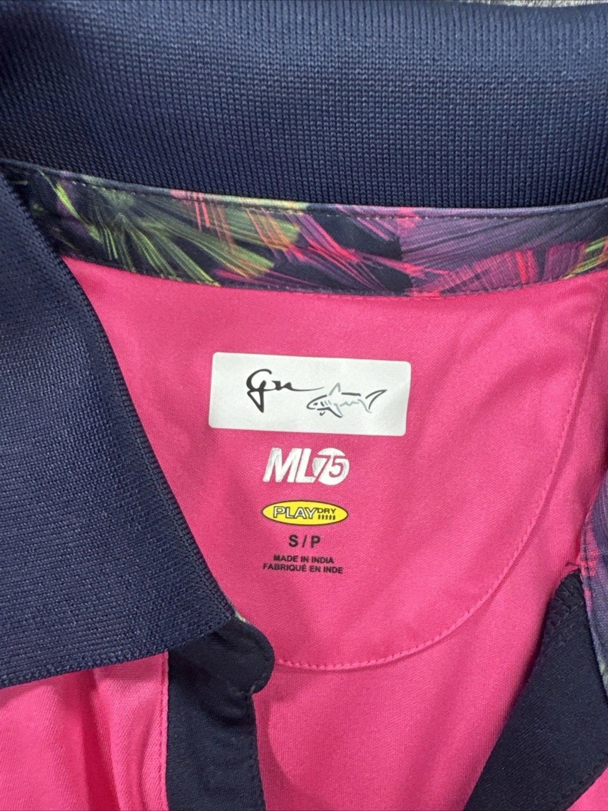 Greg Norman ML75 Play Dry Golf Polo Women Small Bright Pink Navy Ruched NWT