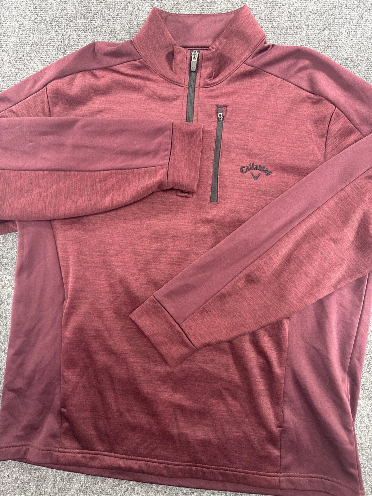 Callaway Golf 1/4 Zip Pullover Men's Large Burgundy Chest Pocket Performance