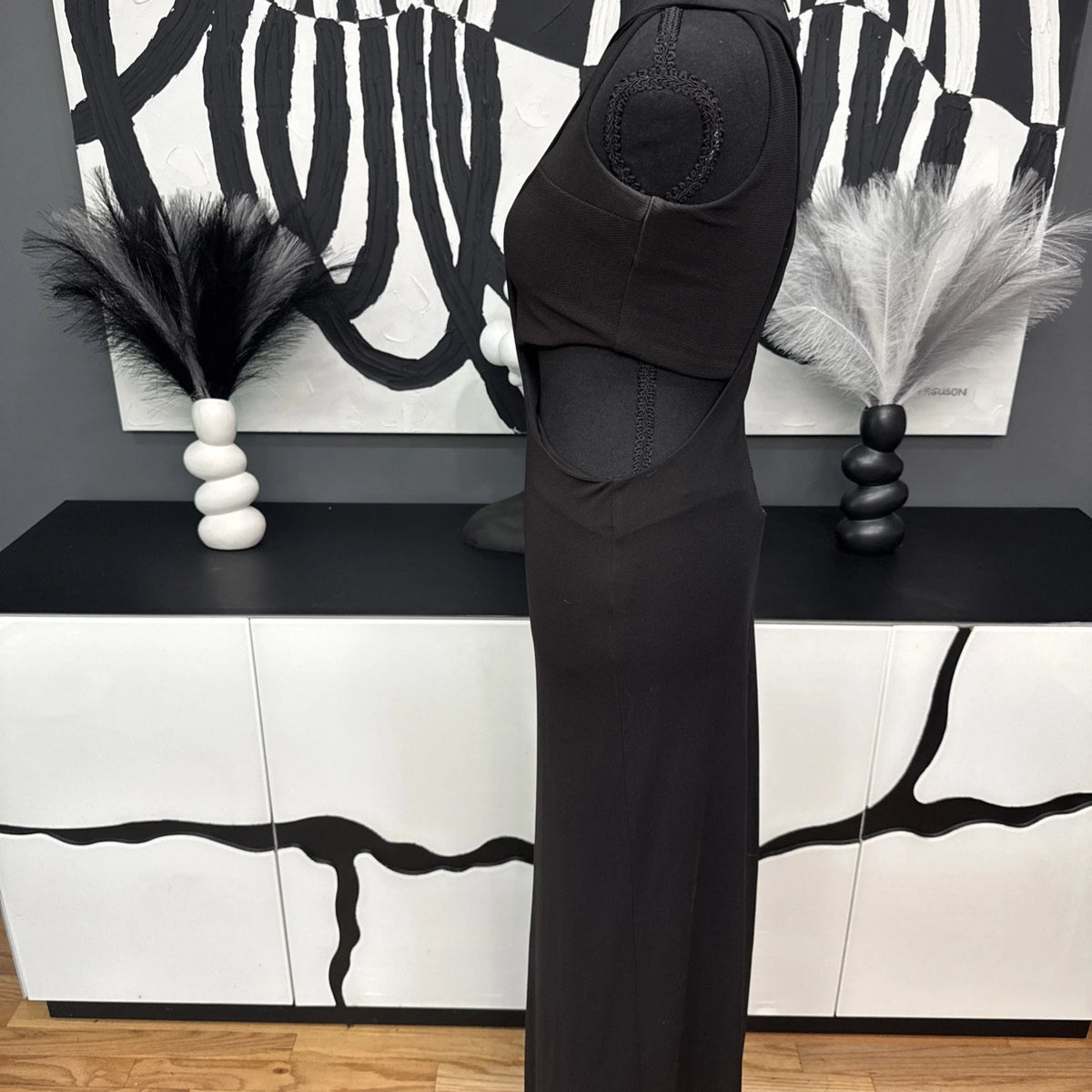 Sans Souci Black Cutout Maxi Dress Women's XS Sleeveless Bodycon Evening