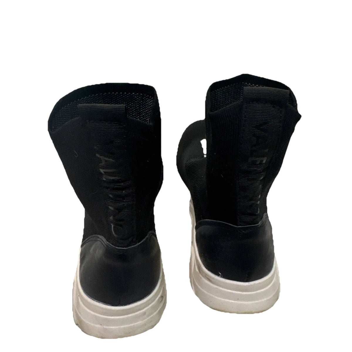Valentino Sound Sock Sneakers Womens 6.5 Black Logo Designer Shoes EUC