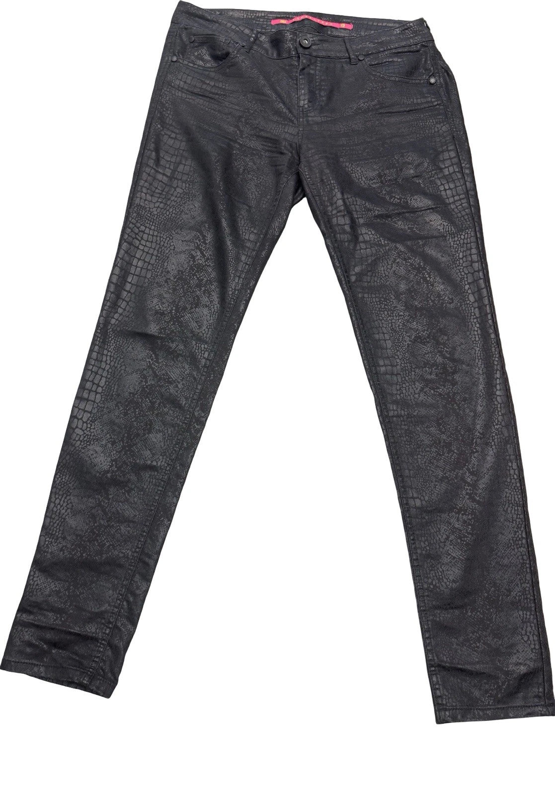 Vintage Tinseltown Black Snakeskin Skinny Jeans Womens 13 Juniors Y2K EUC Denim
