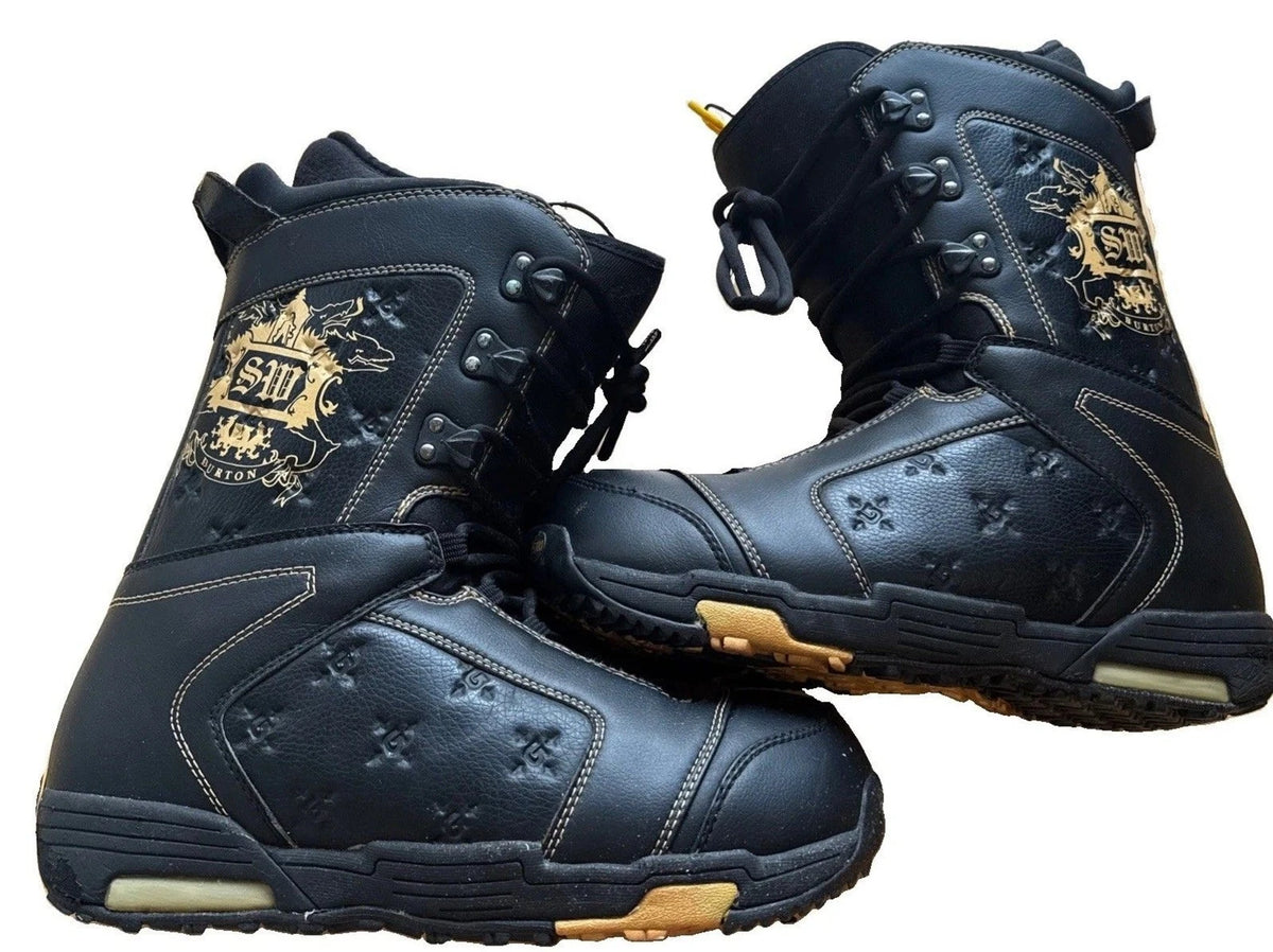Burton Shaun White Snowboard Boots Mens 12 Black Gold Traditional Lace