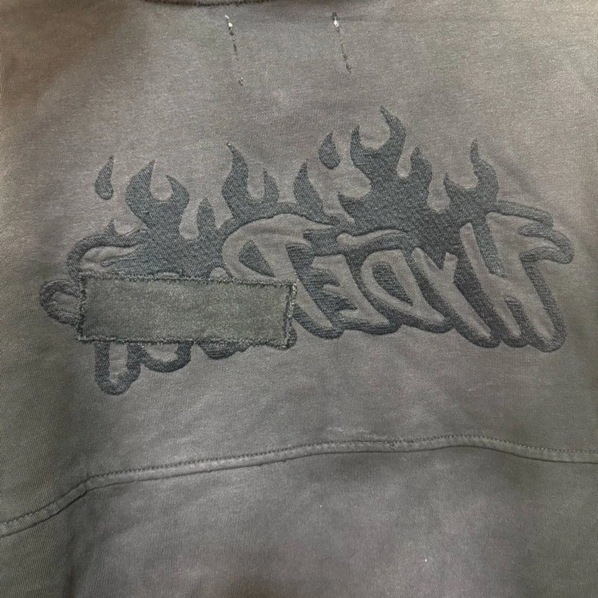 Hyde Park Cropped Hoodie Men's L Black Aged Wash Embroidered Streetwear BNWT