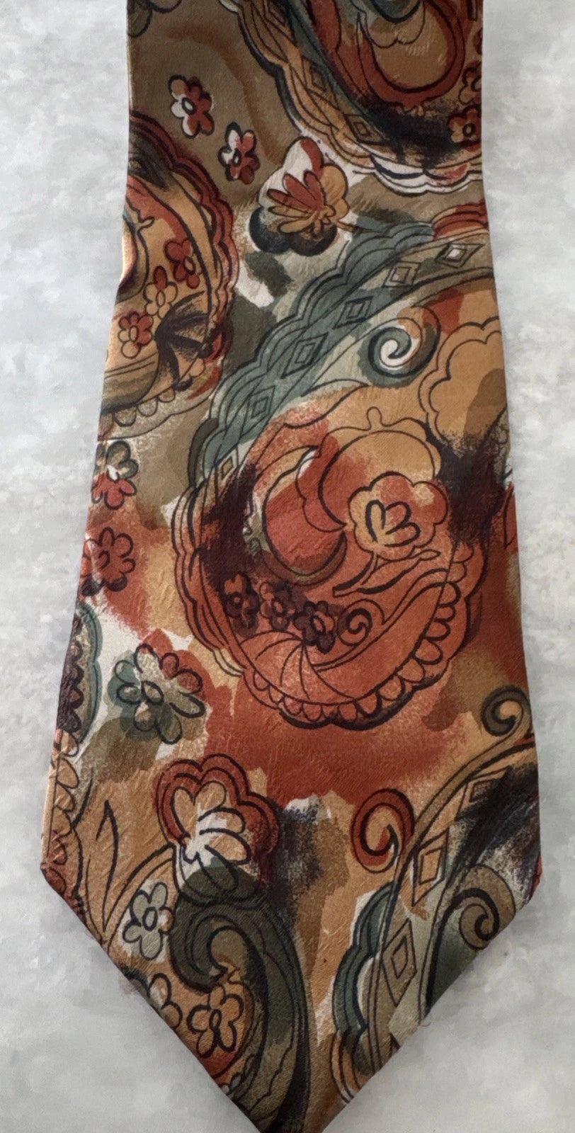 GianCarlo Lamberti 100% Silk Paisley Necktie Handmade in Italy Vintage