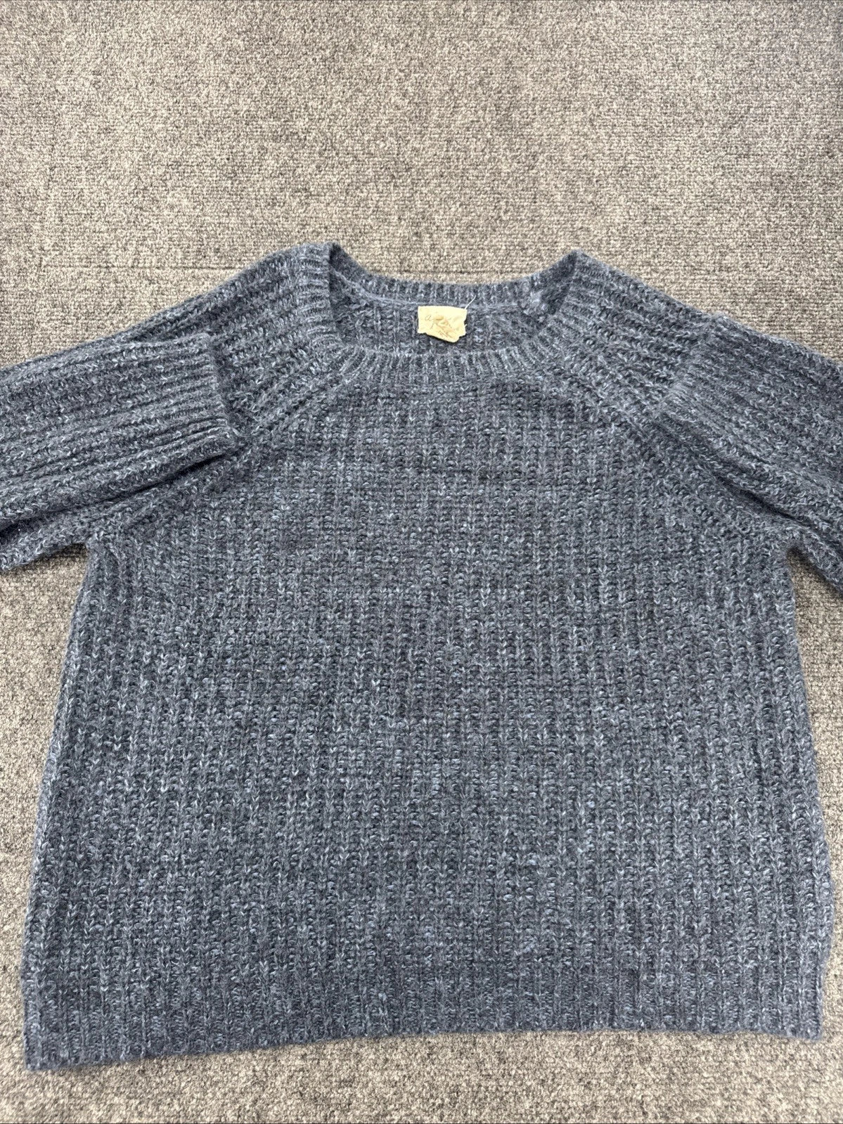 Andrea Jovine Wool Blend Knit Sweater Gray Crew Neck Cozy Quiet Luxury XL