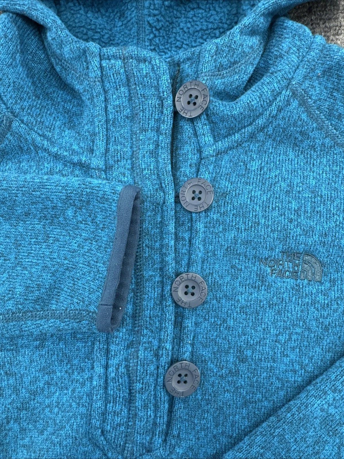 The North Face Crescent Sunset Hoodie Women’s M Teal Sweater Knit Fleece