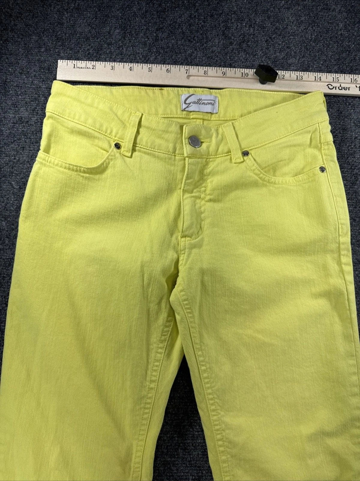Gattinoni Jeans Women's 30 Neon Yellow Chartreuse Straight Leg Designer