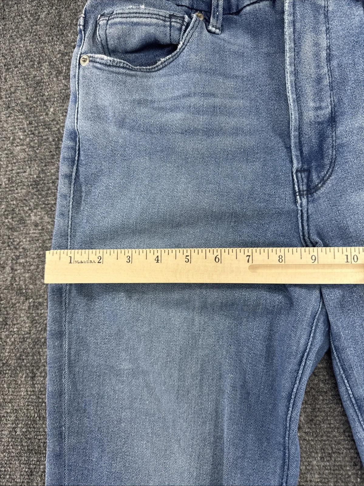 Good American Good Legs Straight Jeans Womens 10/30 Light Wash Raw Hem Stretch