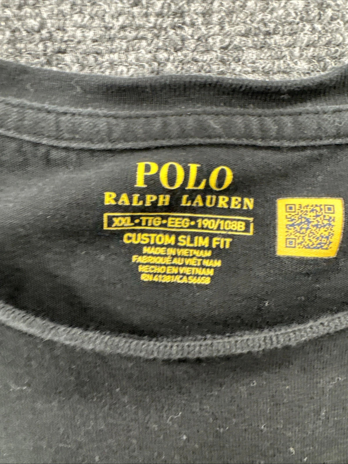 Polo Ralph Lauren Long Sleeve T-Shirt Men's XXL Black Custom Slim Fit Pony