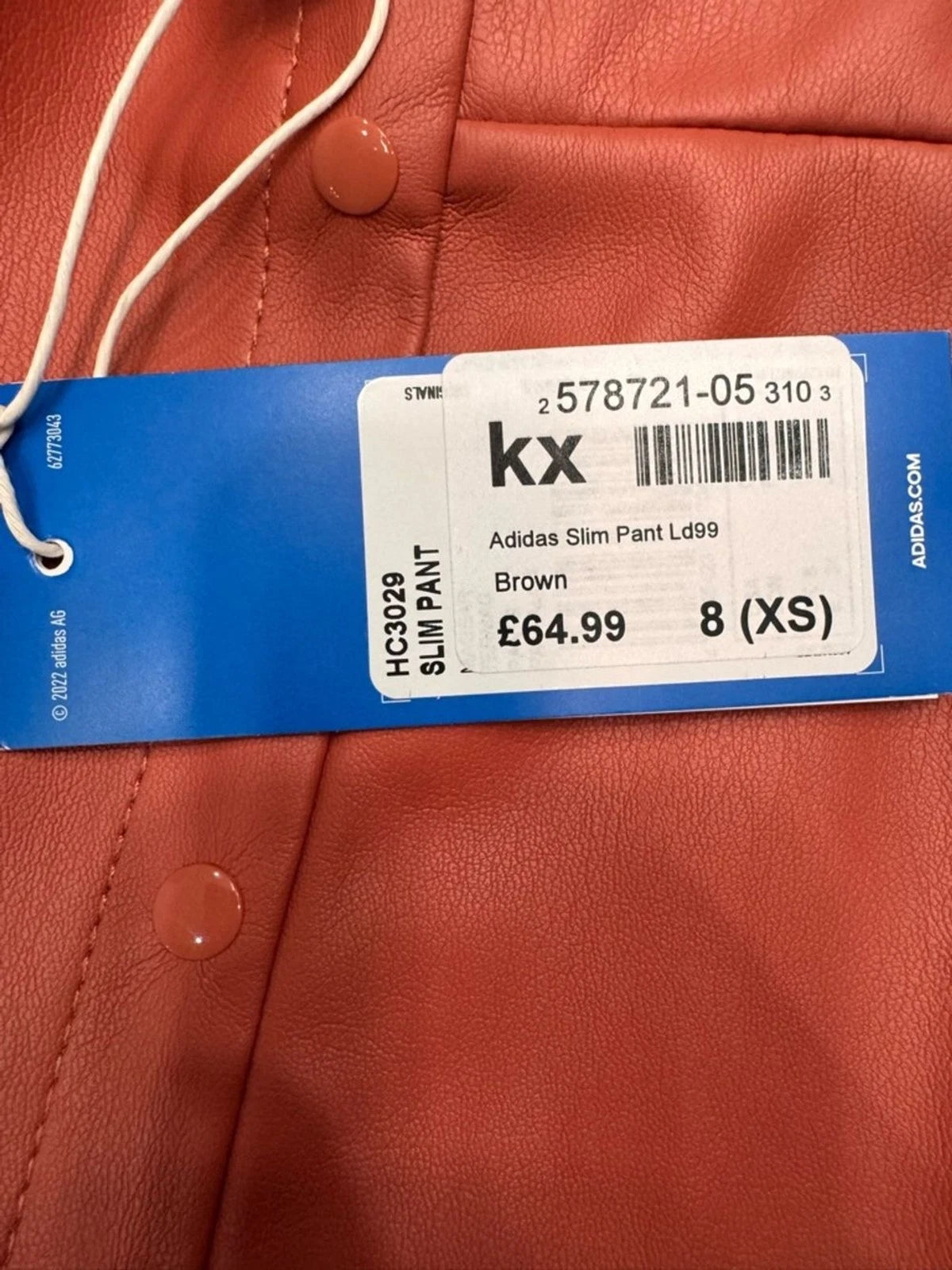 adidas Always Original Women’s XS Faux Leather Snap Pants HC3029 NWT