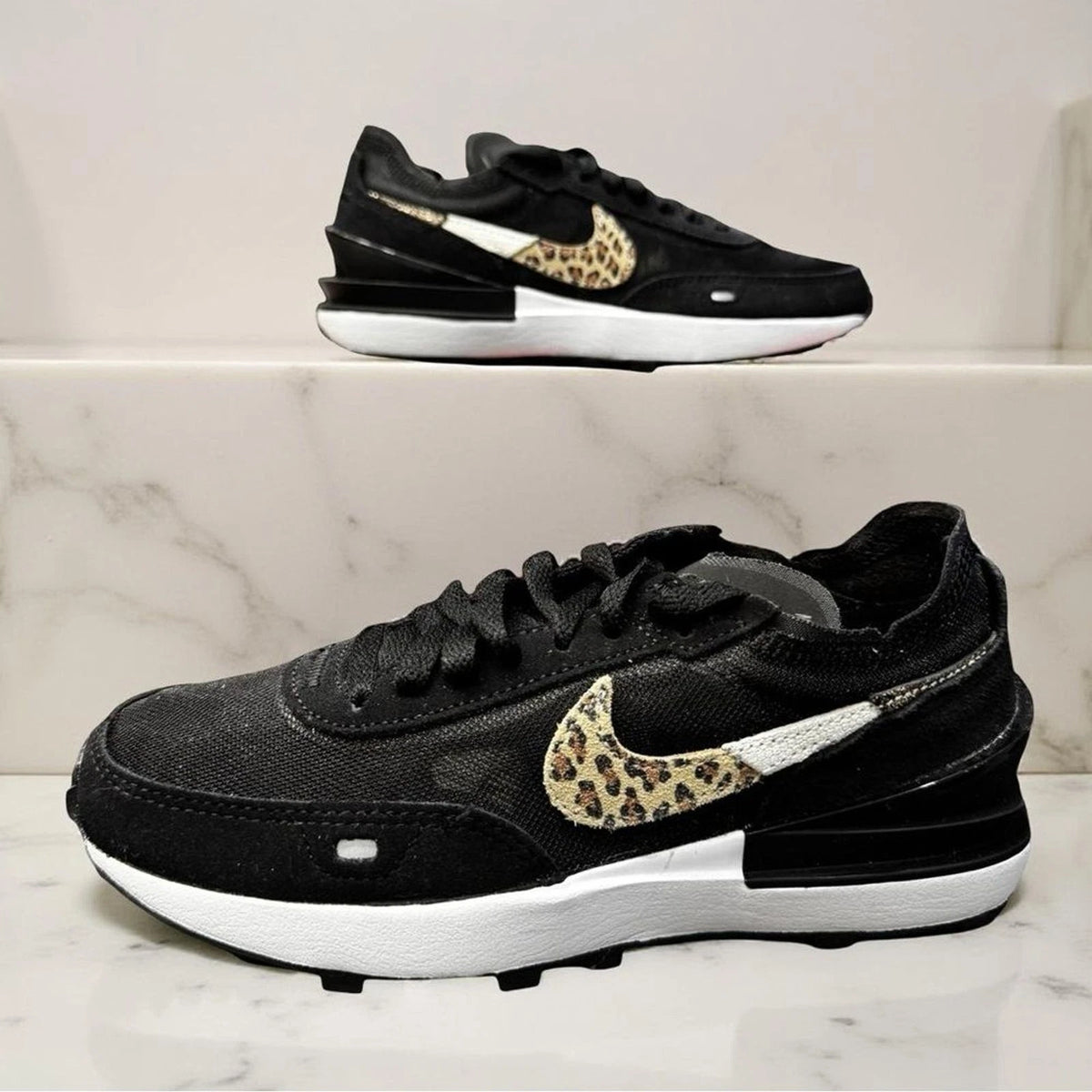 Nike Waffle One SE Black Leopard Women’s 5 DJ9776-001 New in Box