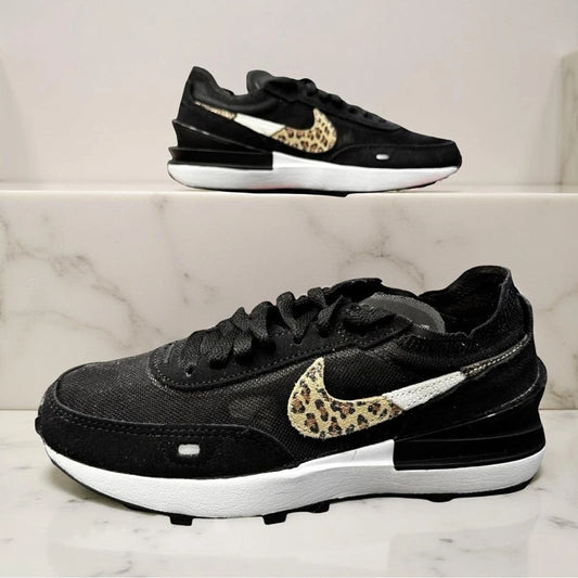 Nike Waffle One SE Black Leopard Women’s 5 DJ9776-001 New in Box