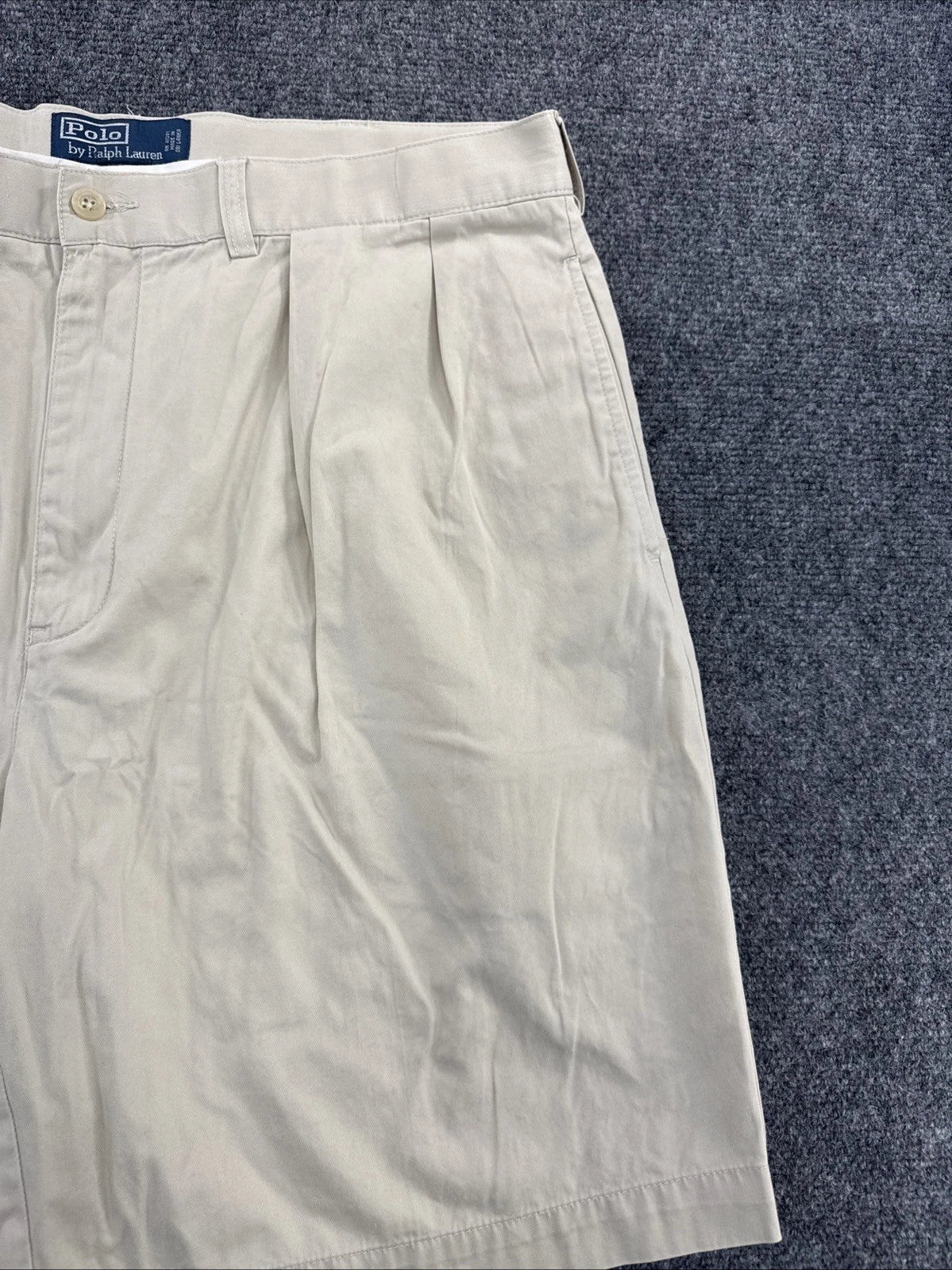 Polo Ralph Lauren Tyler Shorts Mens 38 Khaki Pleated Chino Cotton Pony Logo