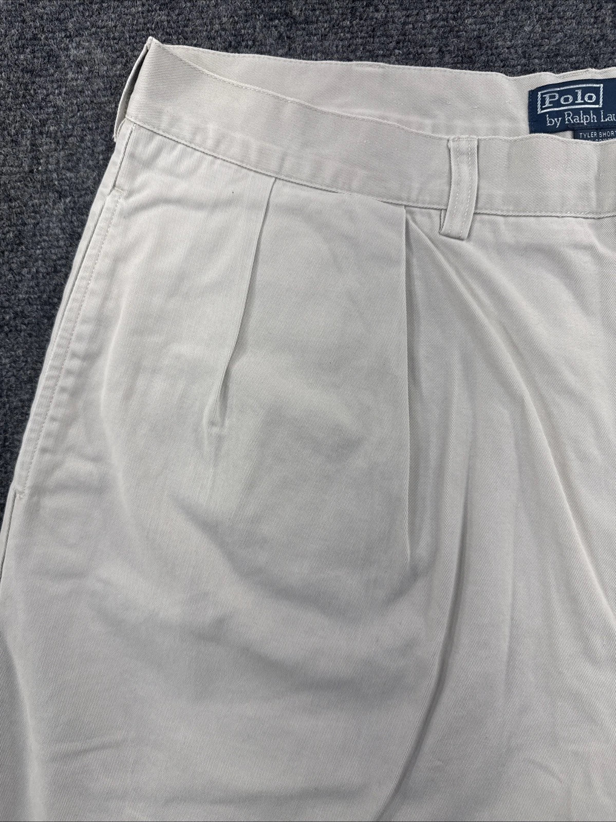 Polo Ralph Lauren Tyler Shorts Mens 38 Beige Pleated Chino 100% Cotton