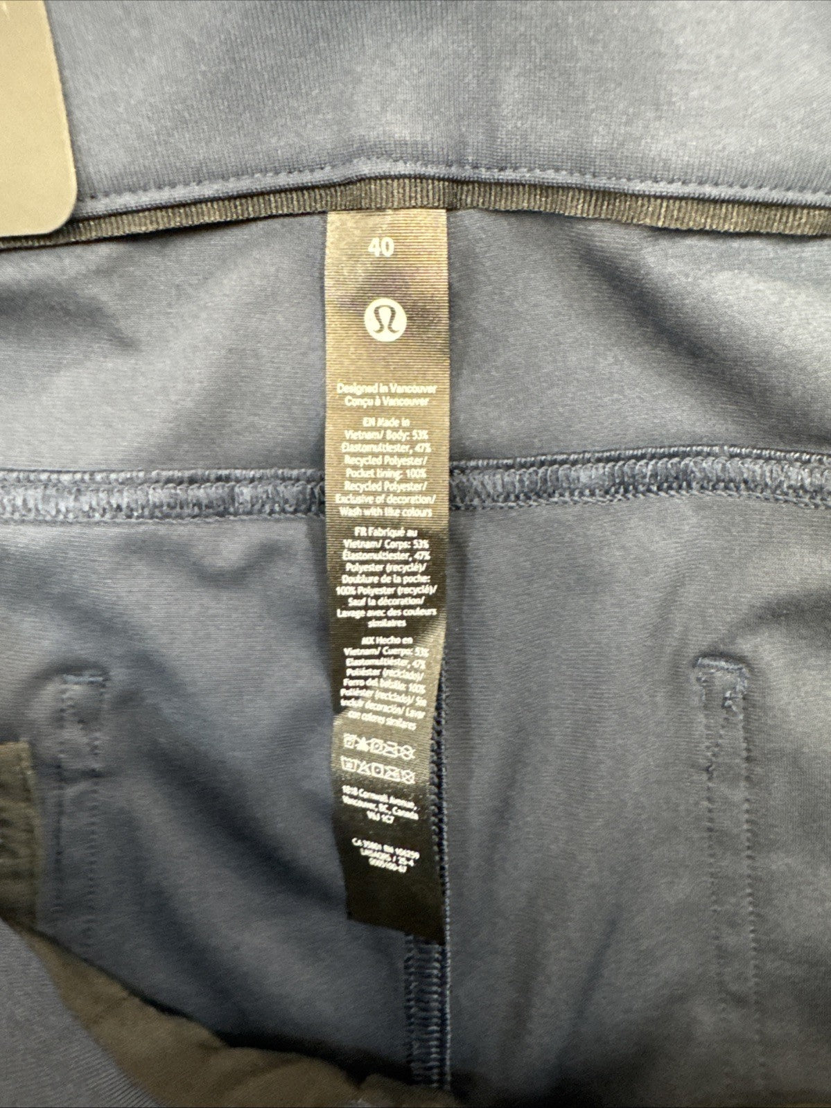 Lululemon ABC Slim-Fit 5-Pocket Pants Men’s 40x30 True Navy Warpstreme NWT