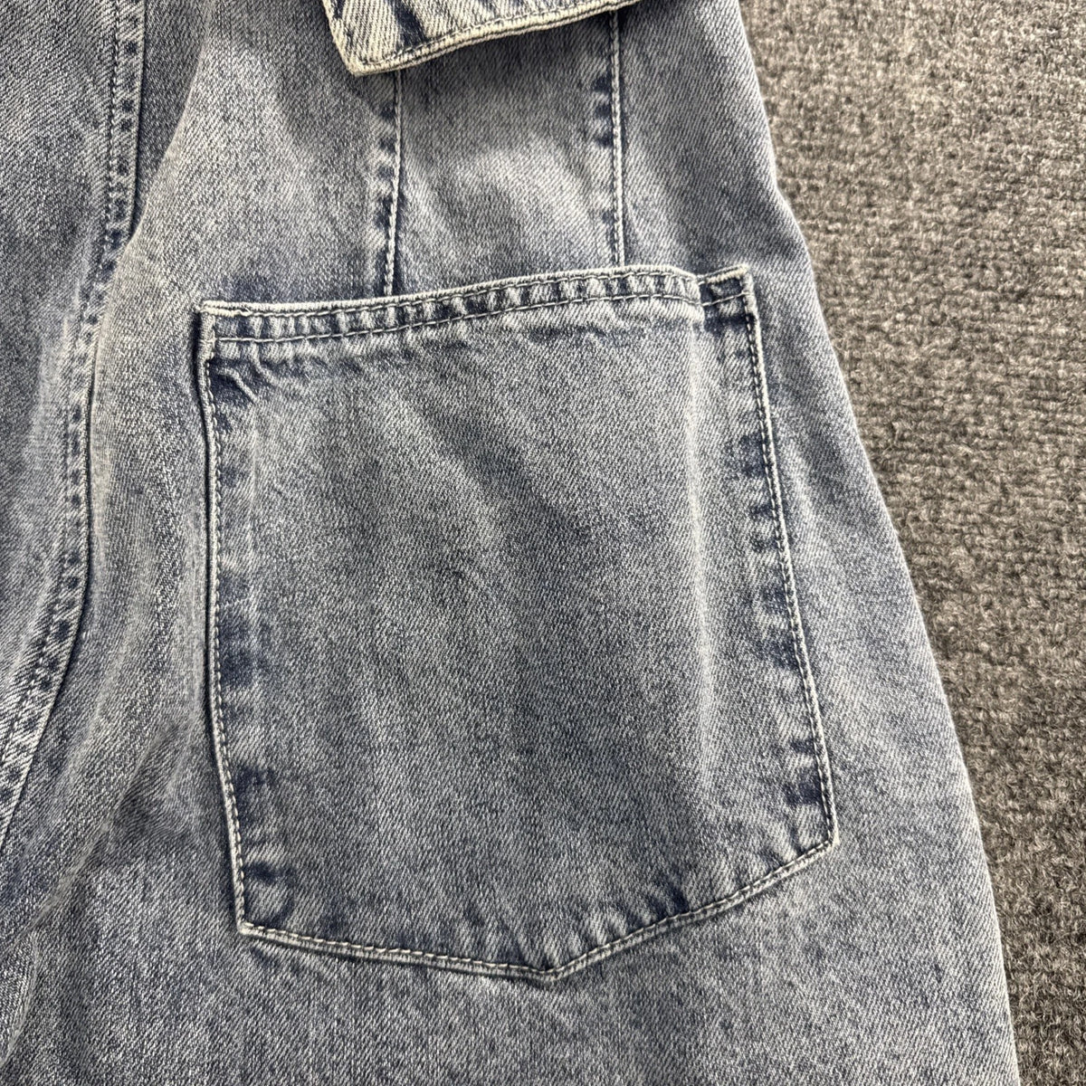 Walk In Dark Acid Wash Paperbag Waist Wide Leg Crop Jeans Medium