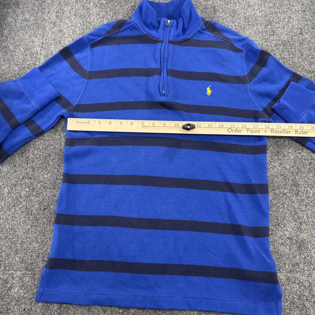 Polo Ralph Lauren Boys XL 18-20 Blue Navy Stripe Quarter Zip Pullover Pony