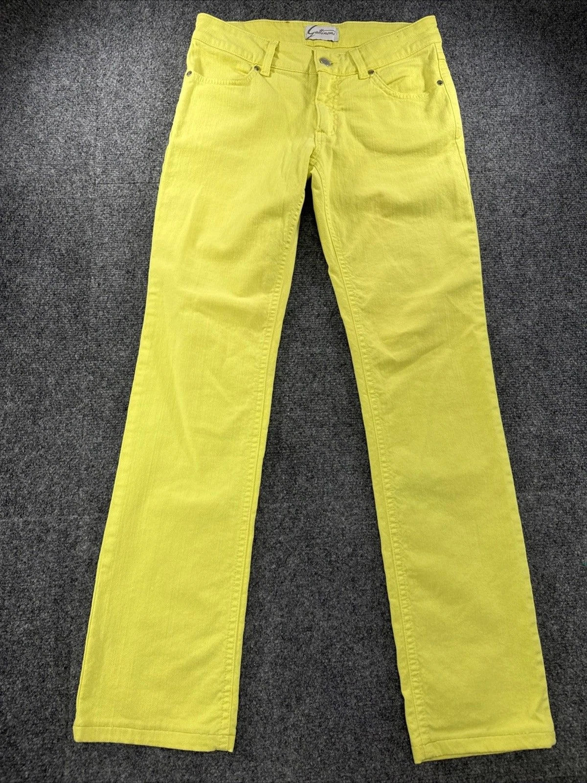Gattinoni Jeans Women's 30 Neon Yellow Chartreuse Straight Leg Designer