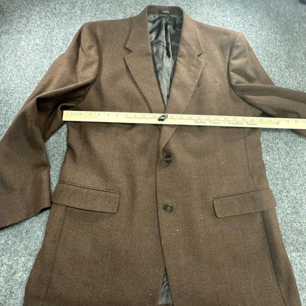 Vintage Hart Schaffner Marx Gold Trumpeter Blazer Men’s 44L Plaid USA Union Made