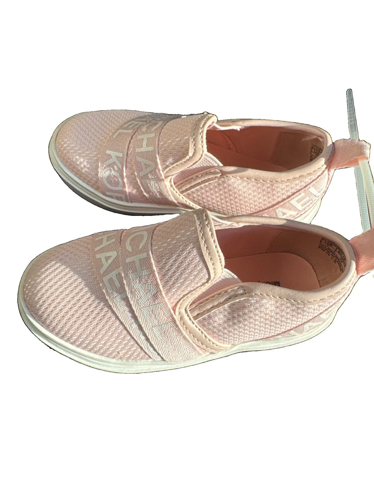 Michael Kors Toddler Girls Slip On Sneakers Size 7T Pink Logo Mesh NWOB