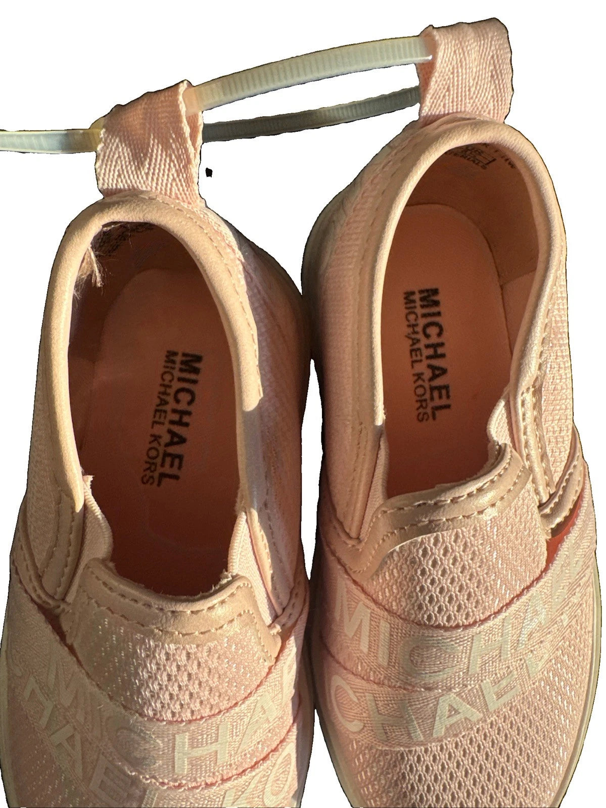 Michael Kors Toddler Girls Slip On Sneakers Size 7T Pink Logo Mesh NWOB
